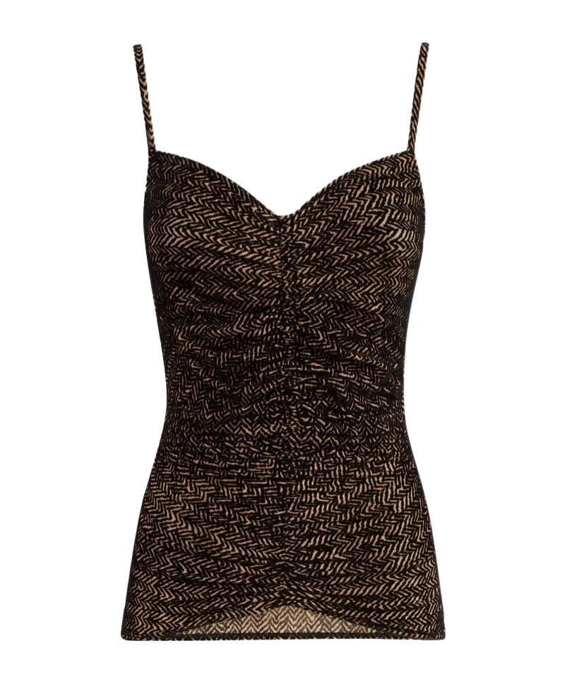 Missoni Zigzag Gathered Tank Top In Brown