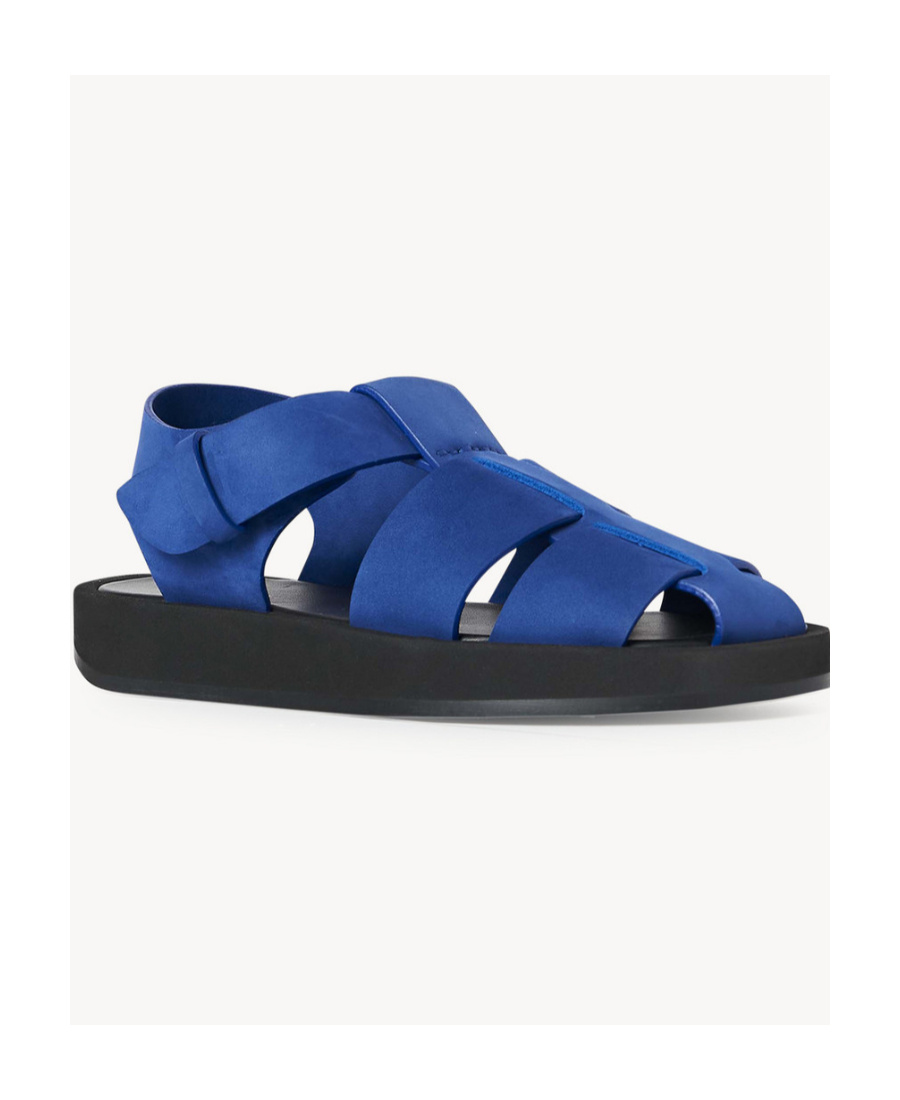 The Row Logo Fisherman Sandals In Blue