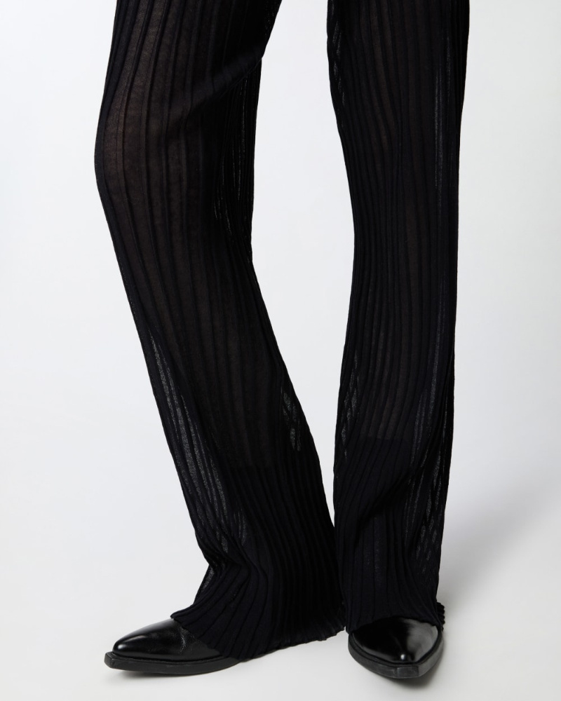 Pinko Lightweight Semi-transparent Ribbed Trousers In Black