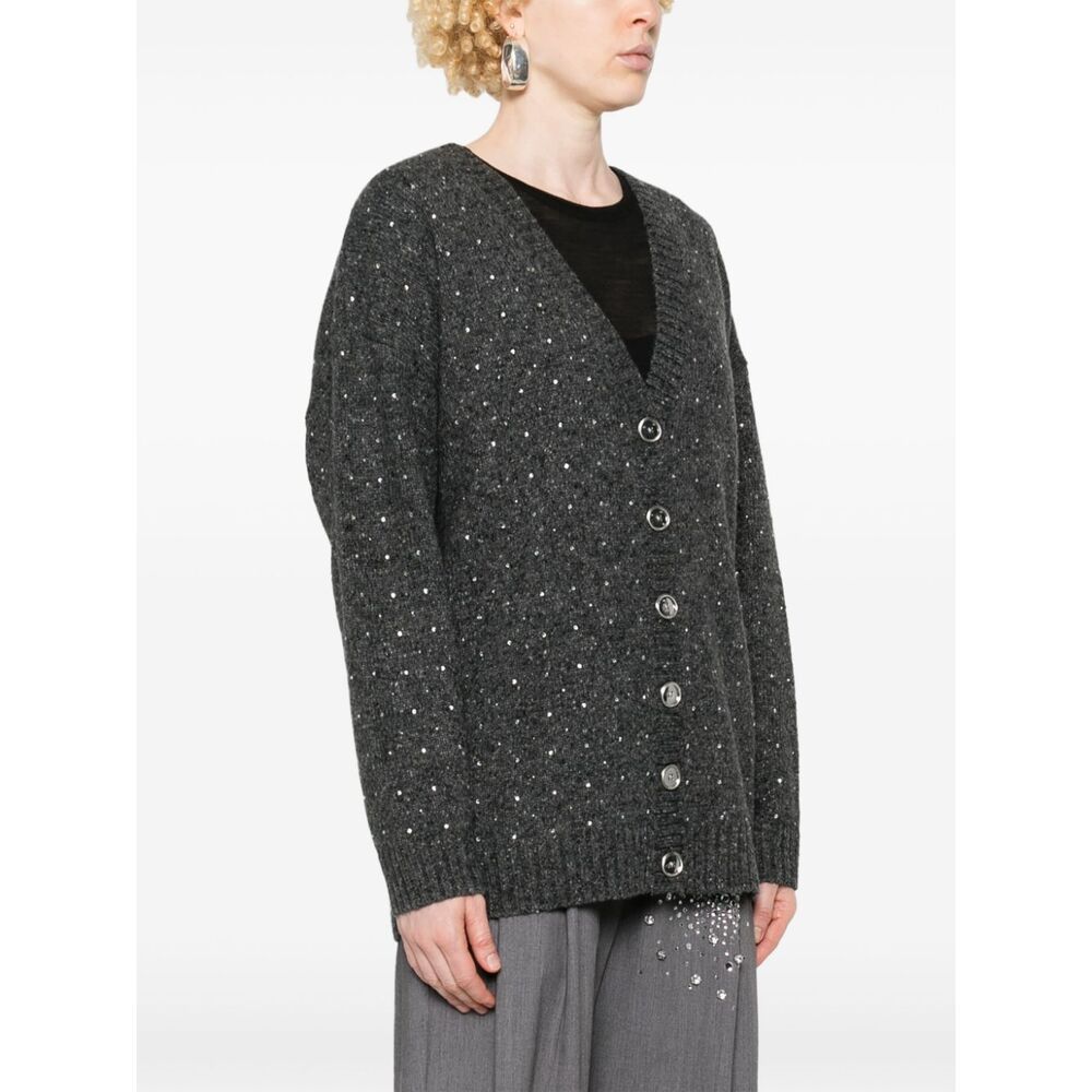 Shop Pinko Crystal-embellished Cardigan In Black