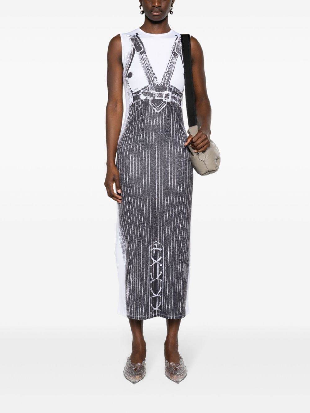 Shop Jean Paul Gaultier Madonna Trompe L'oeil Midi Dress In Black