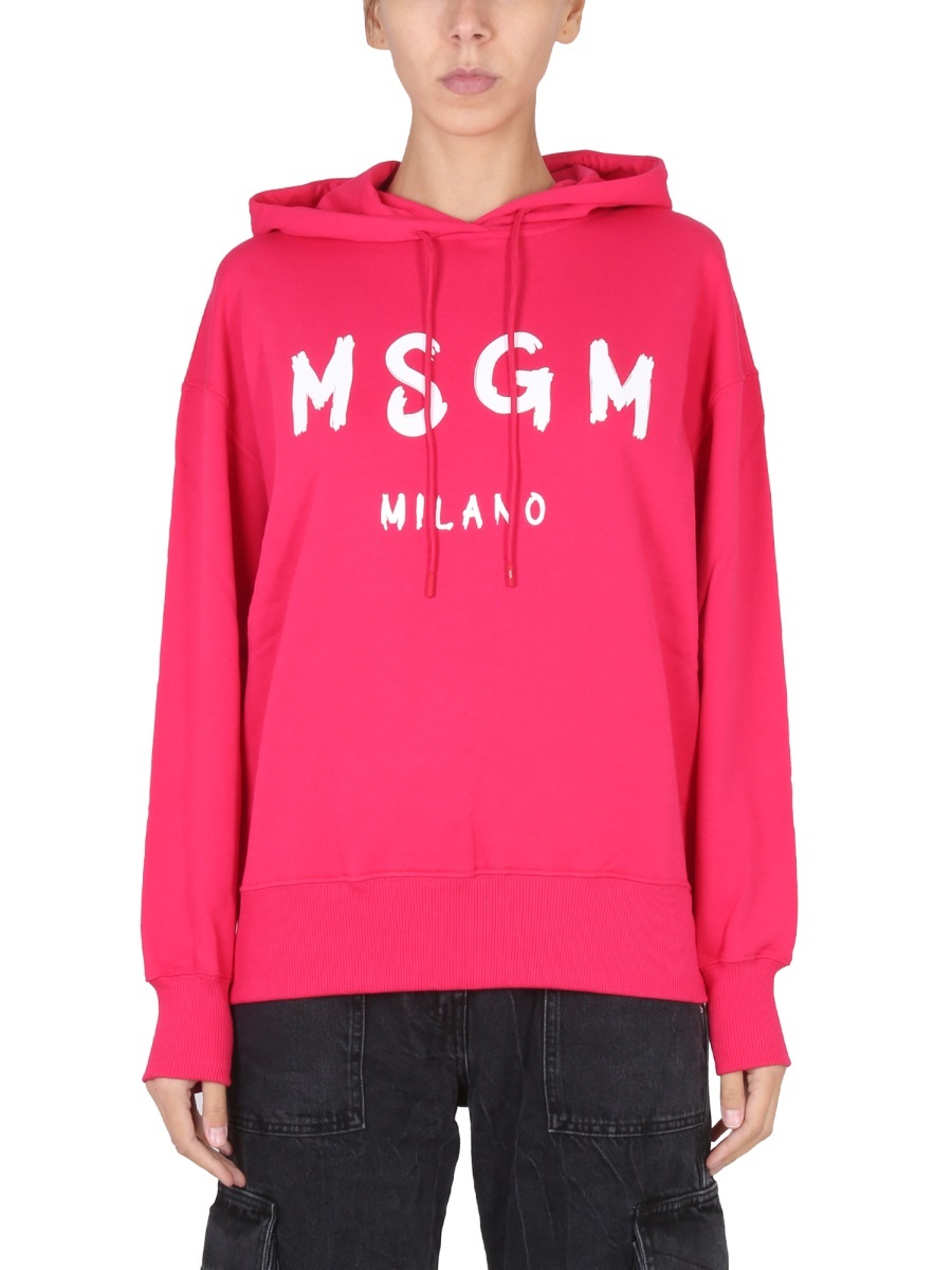 Msgm Logo-print Detail Hoodie In Red