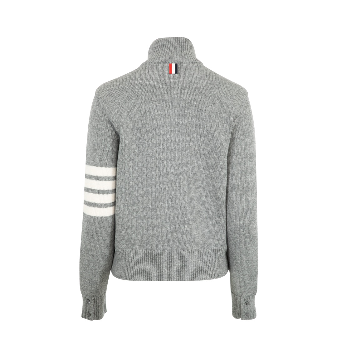 Thom Browne Four-bar Stripe High-neck Sweater In Gray