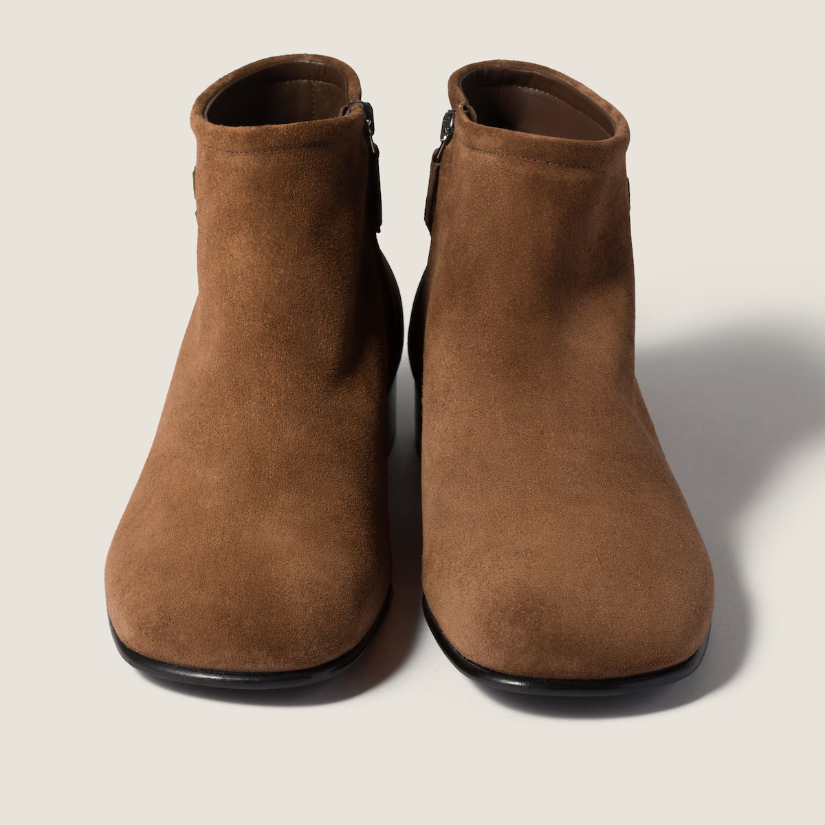 Miu Miu Zipper Ankle Boots In Brown