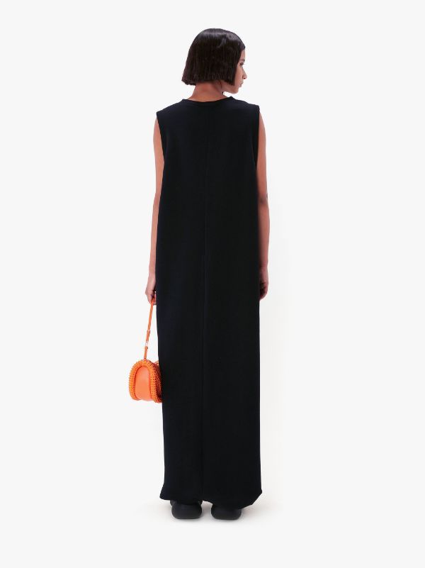 Jw Anderson Long Twist Front Dress In Black