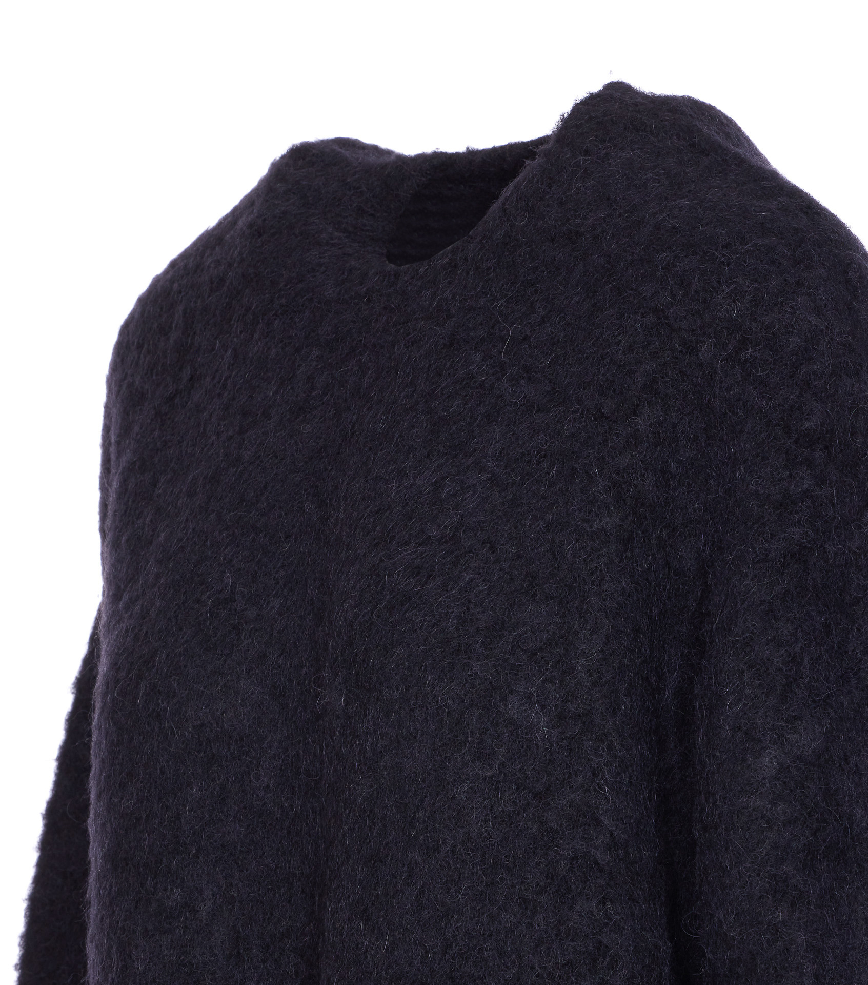 Uma Wang Crewneck Textured Fabric Long Sleeves Sweater In Blue