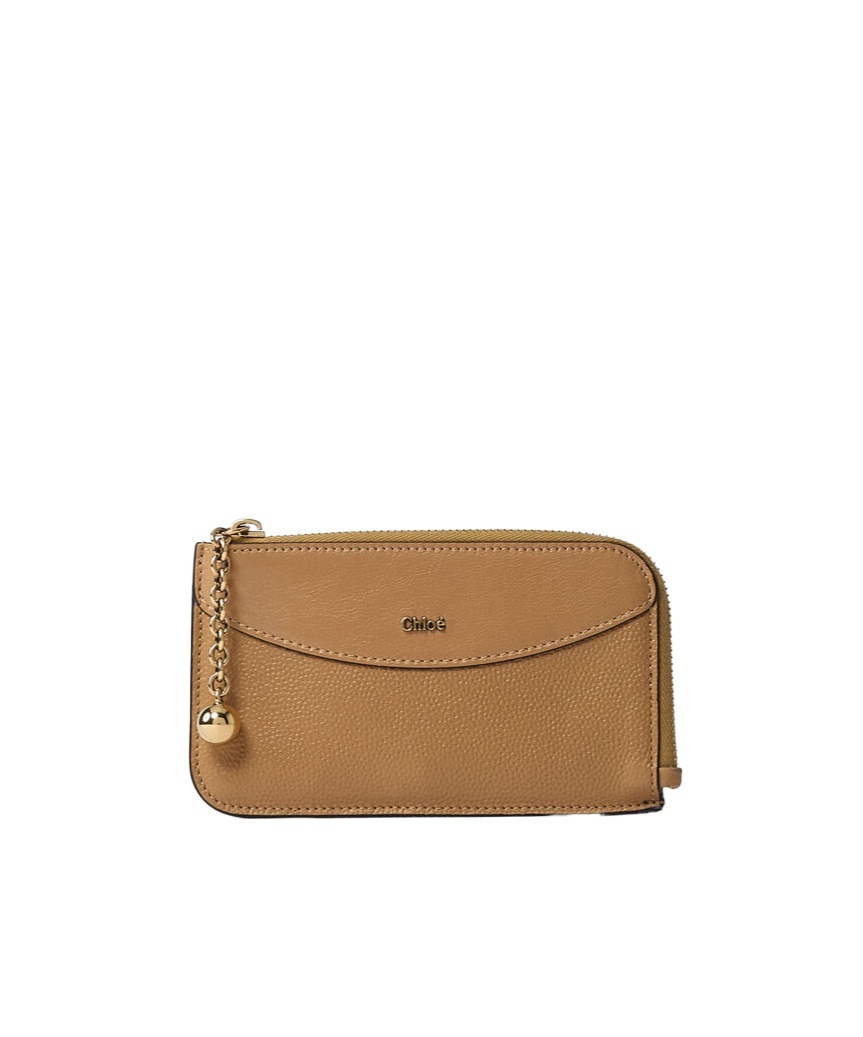 Chloé Zip-around Chain Wallet In Brown