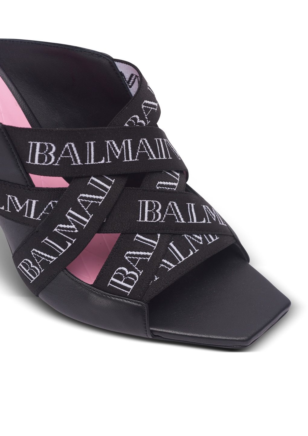 Balmain Square-headed High-heeled Sandals In Black