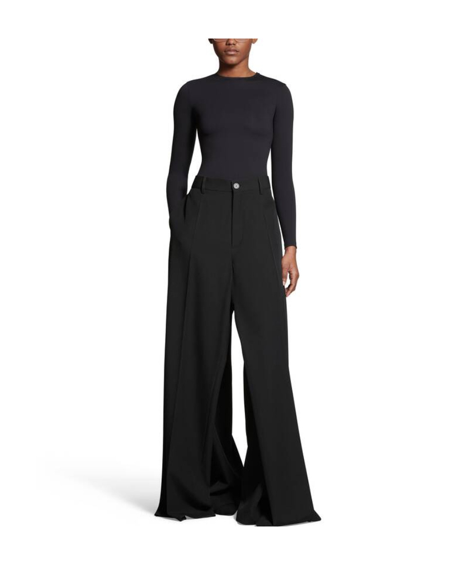 Balenciaga Double Front Wool Trousers In Black