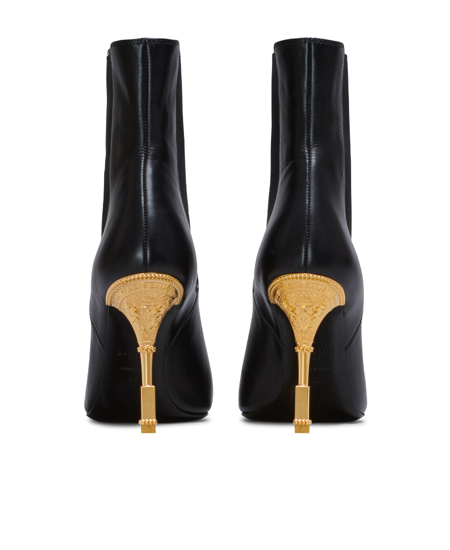 Balmain Sculpted-heel Patent-finish Leather Boots In Black