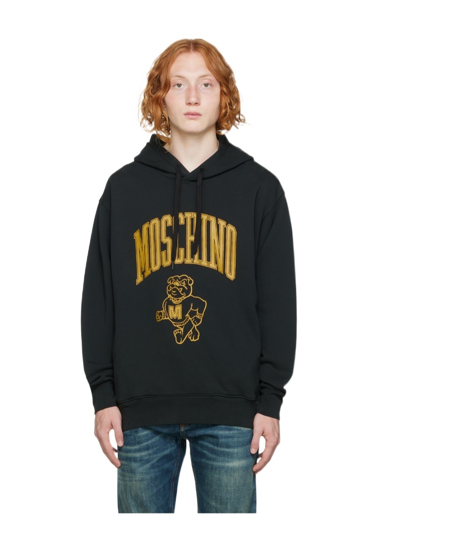 Moschino Long-sleeved Hooded Hoodie In Black
