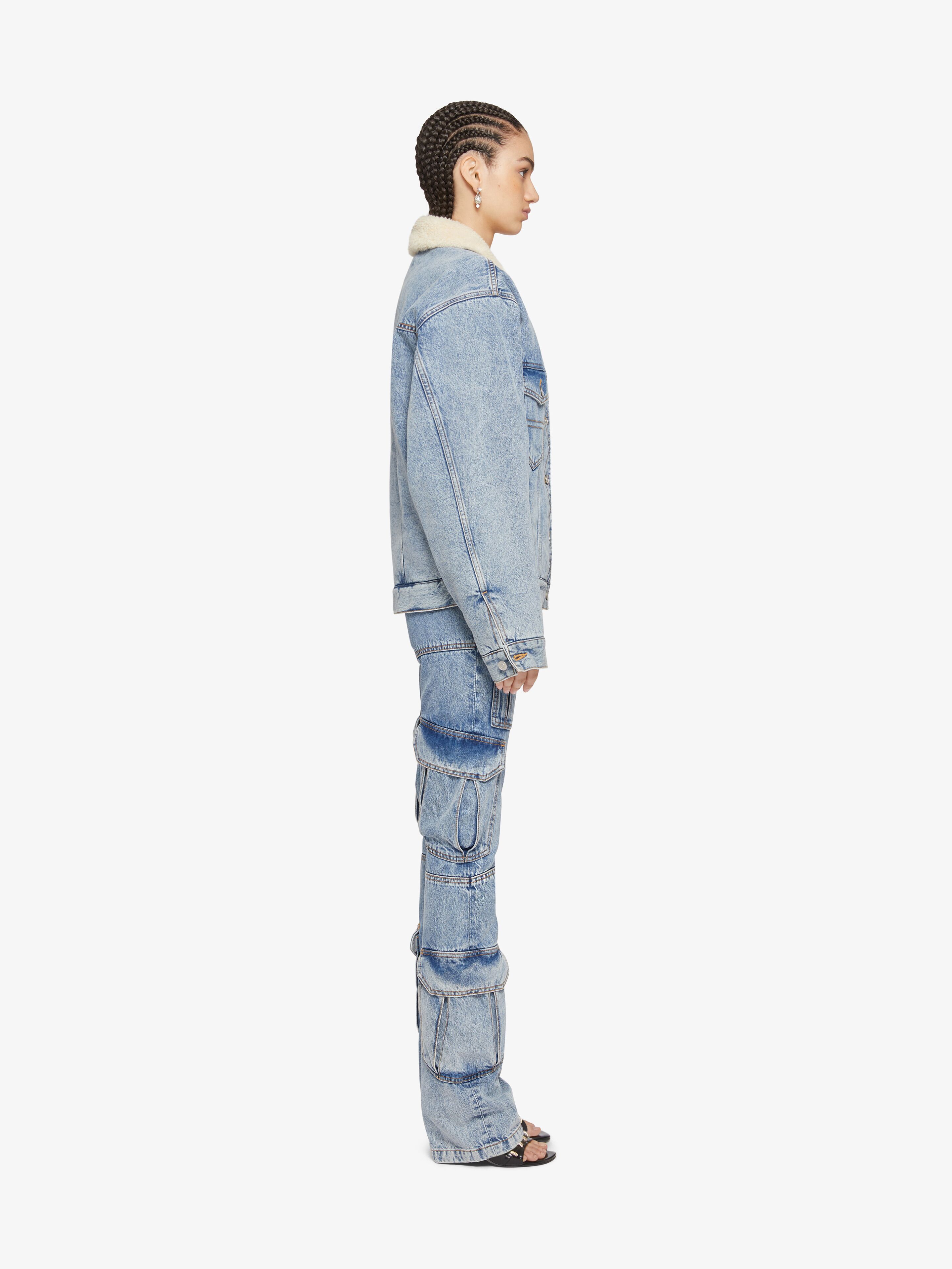 Givenchy Womens Light Blue Logo-embroidered Contrast-collar Denim Jacket In Blue