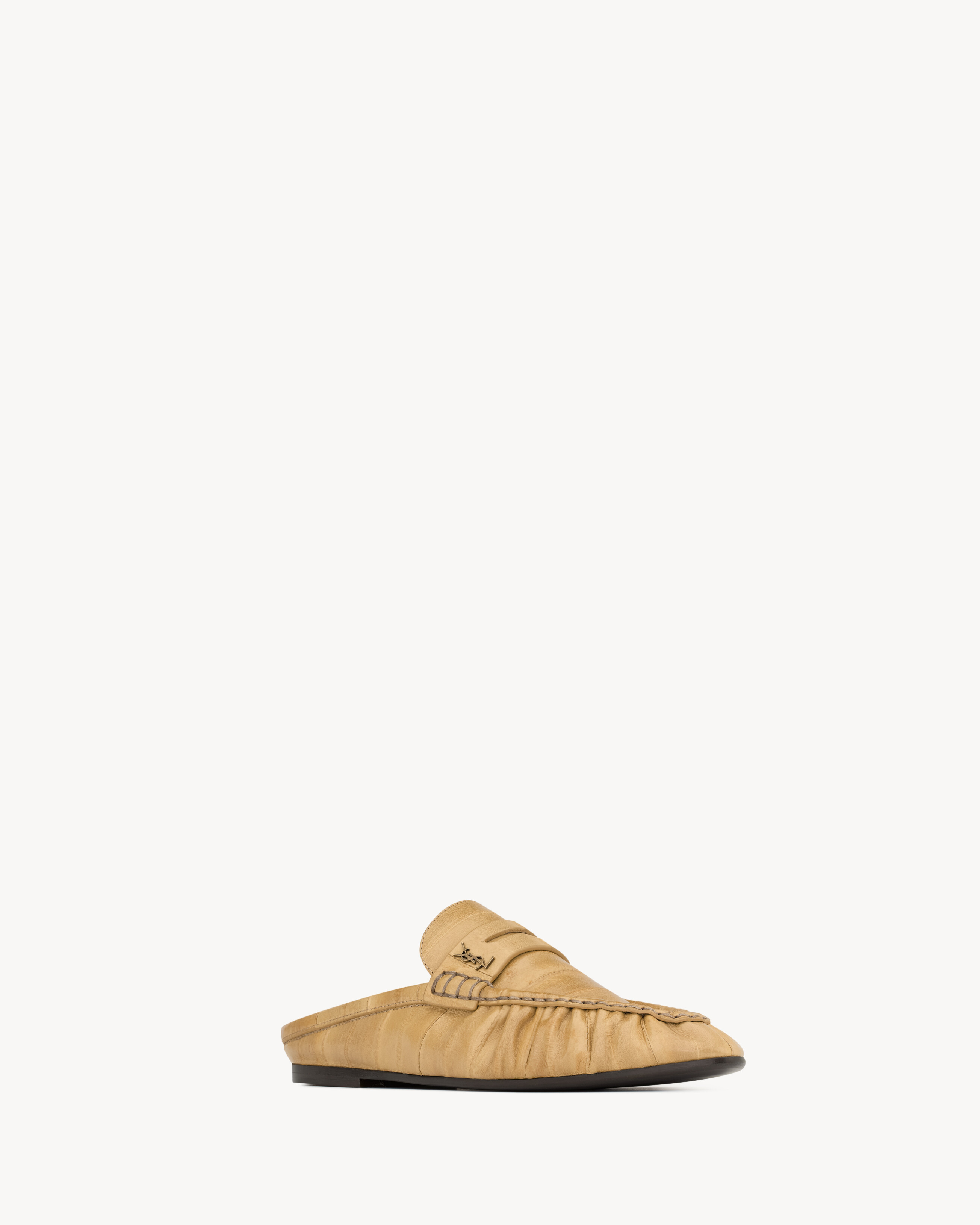 Saint Laurent Le Loafer Mules In Neutral