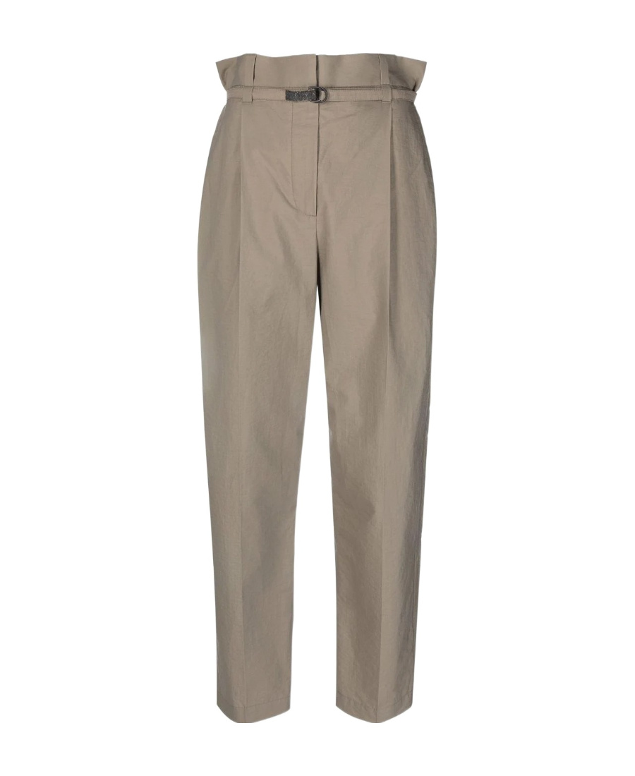 Brunello Cucinelli Belted-waist Tapered-leg Trousers In Gray