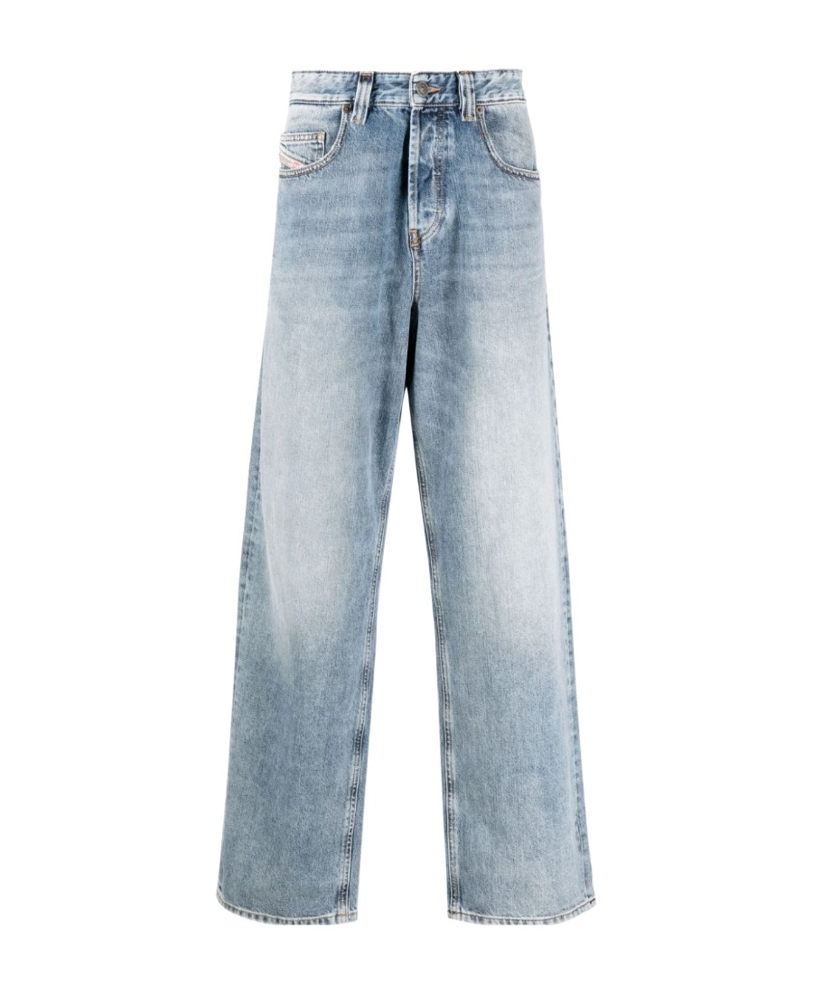 Diesel Logo-patch Cotton Cropped Jeans In Blue