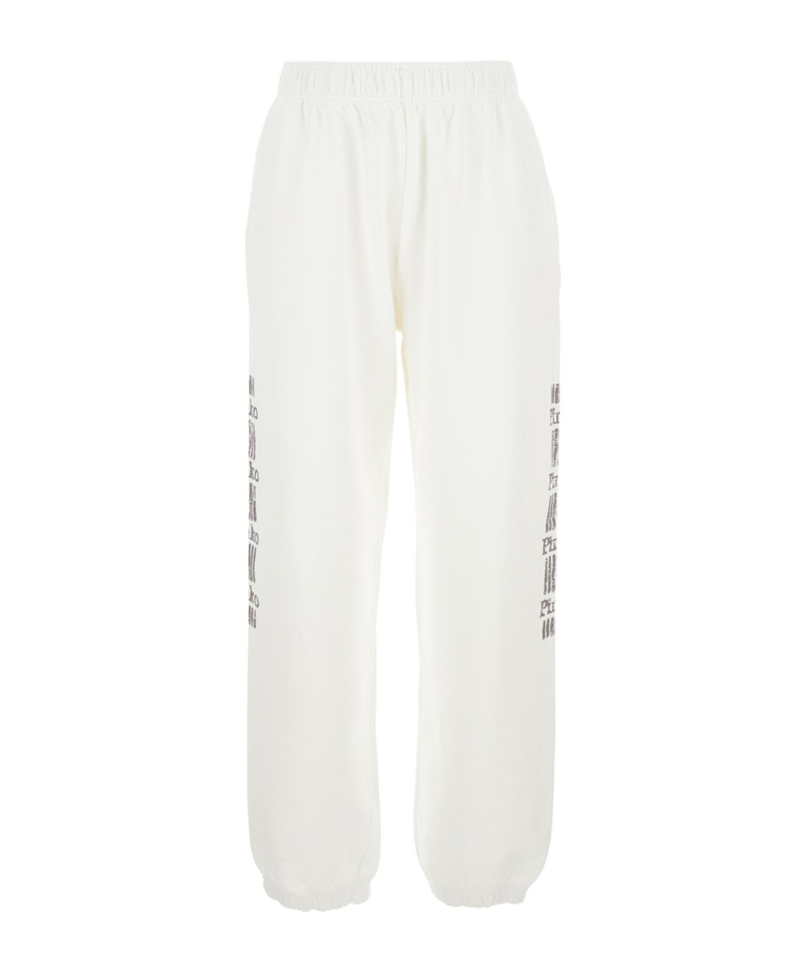Pinko 'plumcake' White Pants With Elastic Drawstring Waist And Side Print In White
