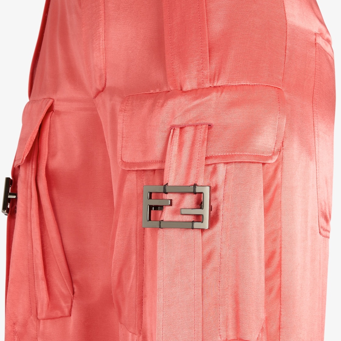 Fendi Satin-finish Wide-leg Cargo Trousers In Pink