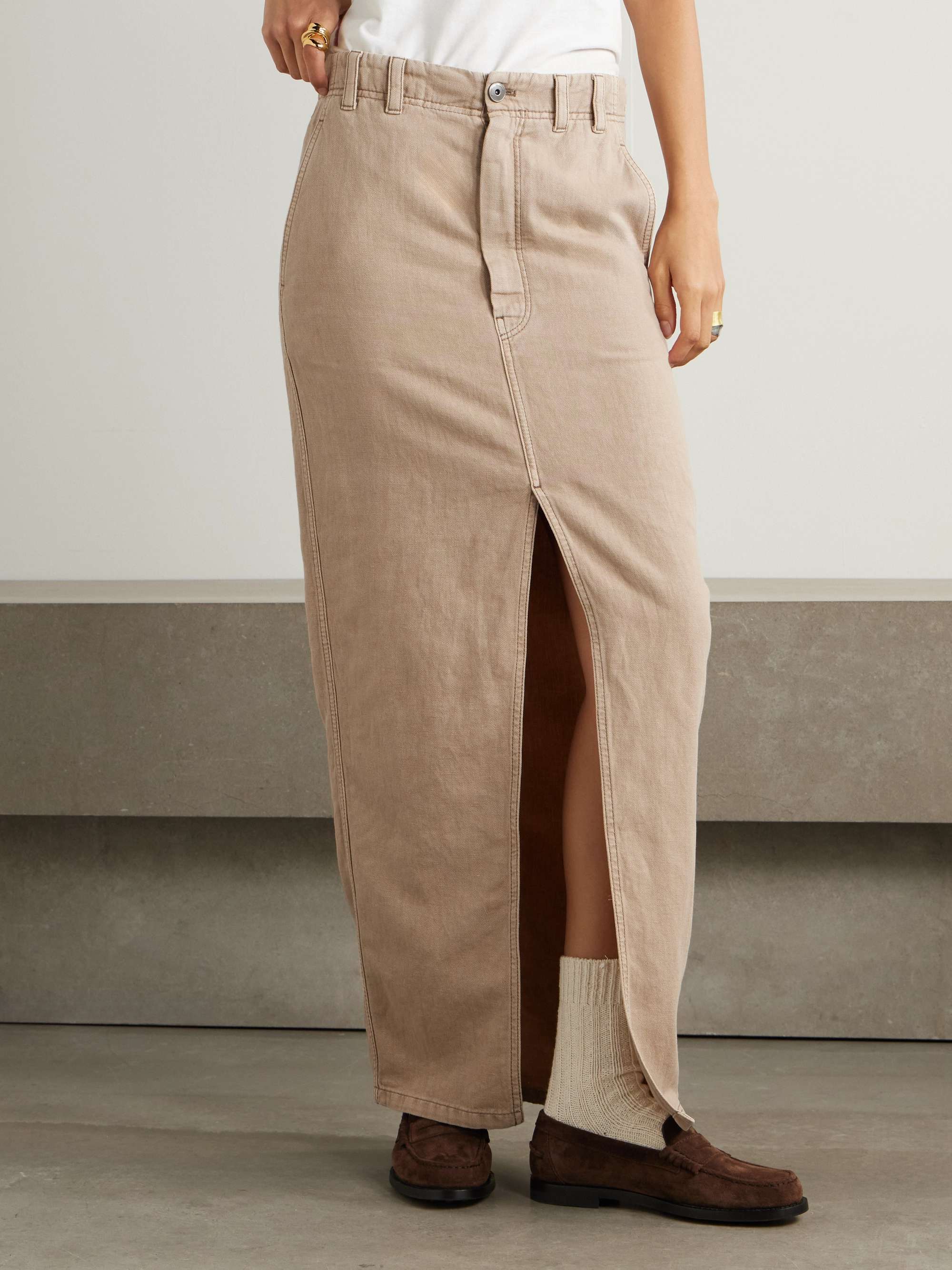 Brunello Cucinelli Monili Bead-embellished Skirt In Nude