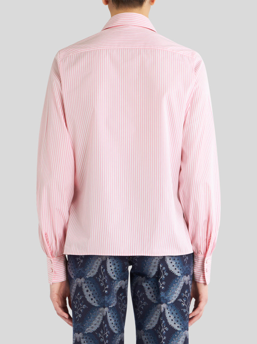 Etro Logo-embroidered Striped Cotton Shirt In Pink