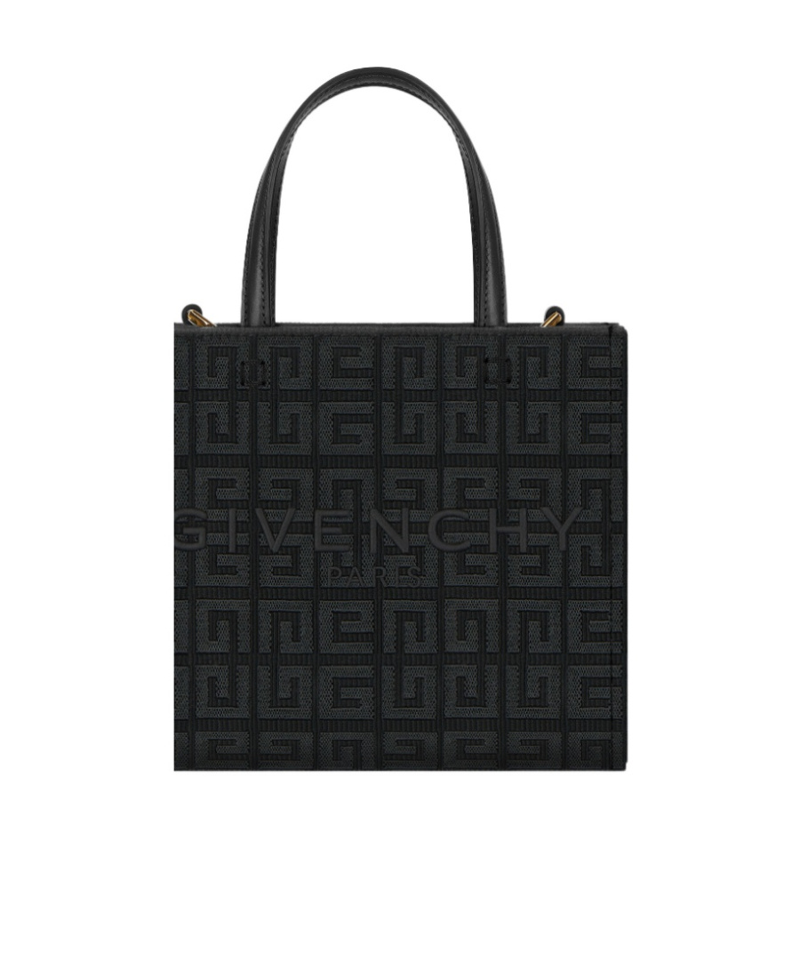 Givenchy Structured Black Mini G-tote Bag With Embroidered Monogram In Black