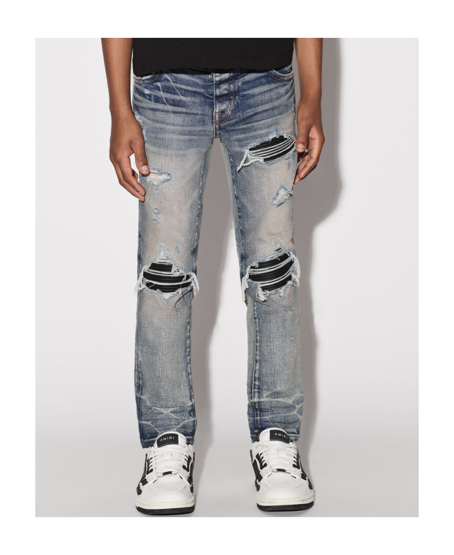 Amiri Distressed Slim-fit Jeans In Gray