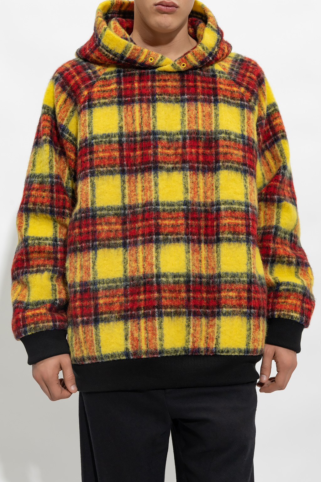 Undercover Plaid-check Print Hoodie In Brown