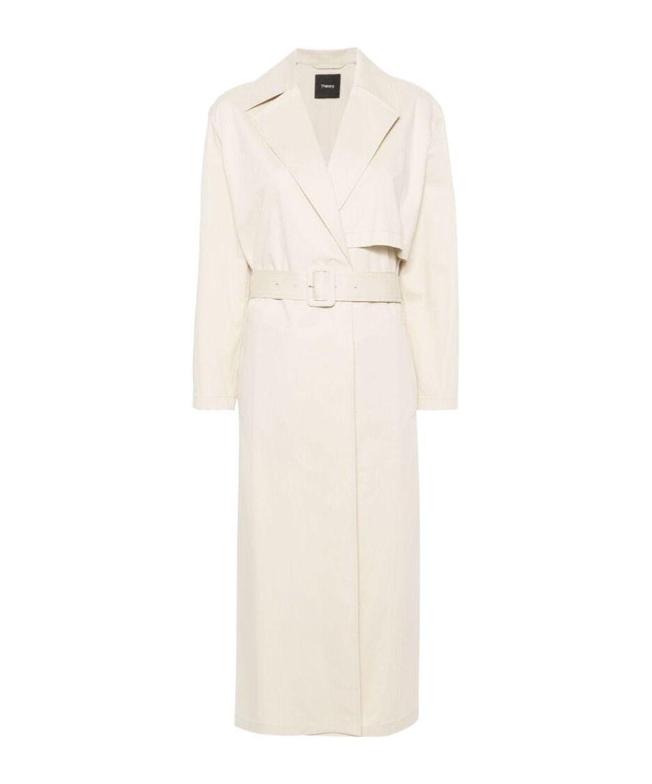 THEORY TWILL BELTED MAXI TRENCH COAT 