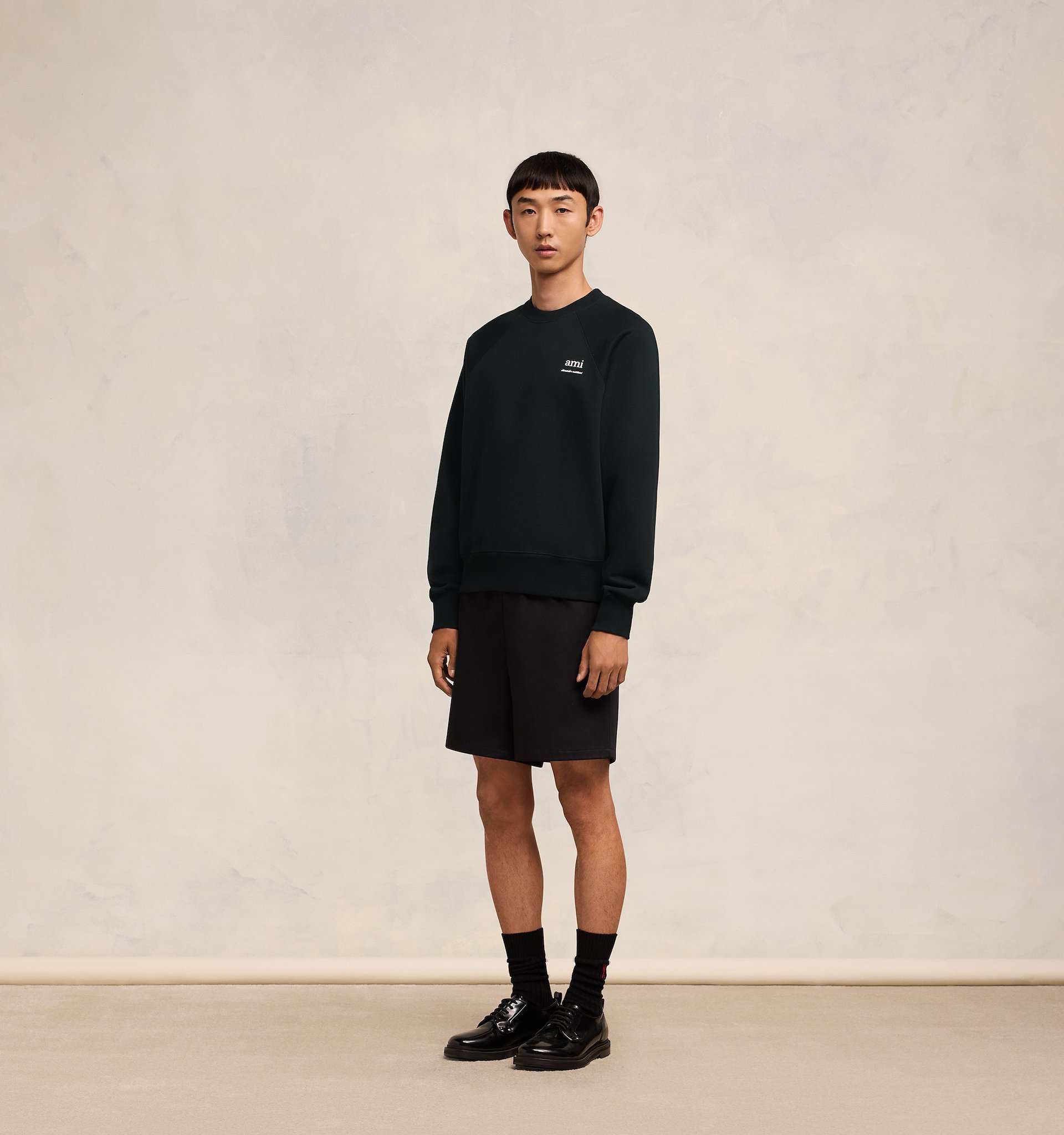 Ami Alexandre Mattiussi Black Crewneck Sweatshirt With Logo Lettering Detail On The Front And Adc Logo Embroidery On The Rea In Black