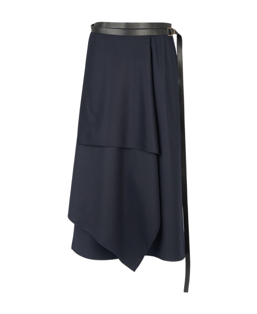 Fendi Blue Wool Skirt In Blue