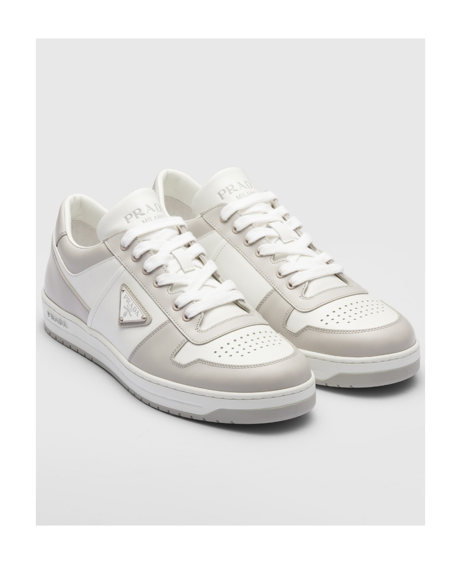 Prada Leather Sneakers Downtown Two-tone Silhouette In White
