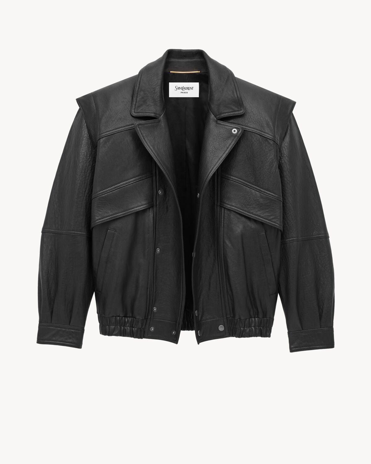 Saint Laurent Bomber Jacket In Bubbled Lambskin In Black