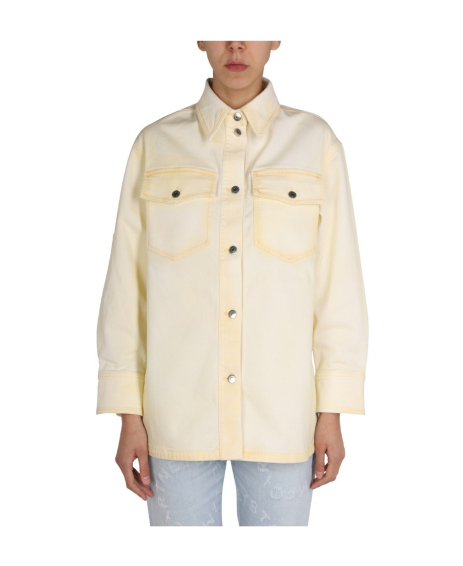 Stella Mccartney Denim Shirt Jacket In Nude