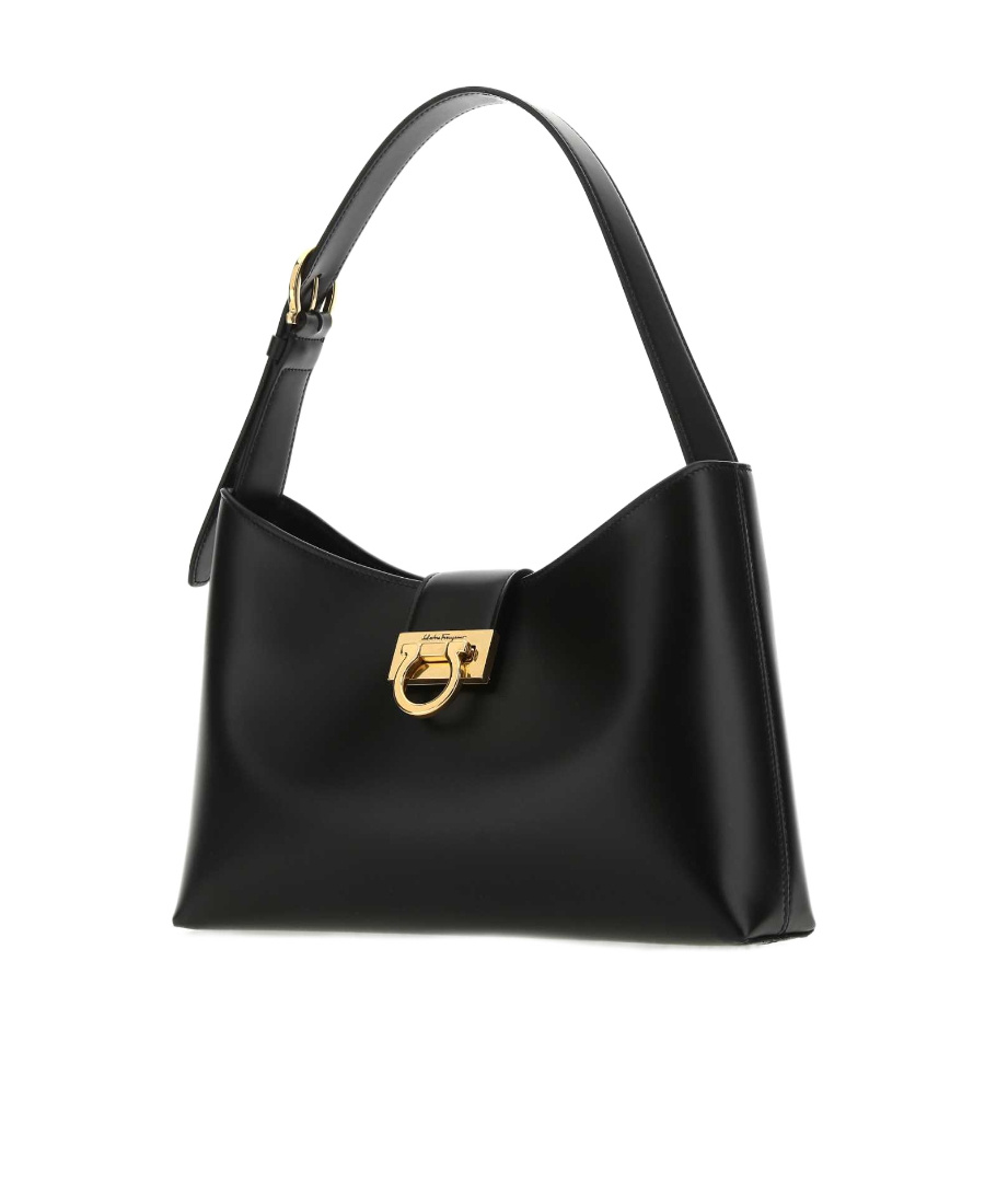 Shop Ferragamo Trifolio Shoulder Bag In Black