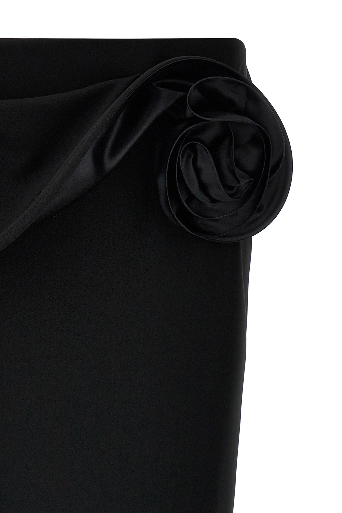 Magda Butrym Draped Floral High Waist Midi Skirt In Black