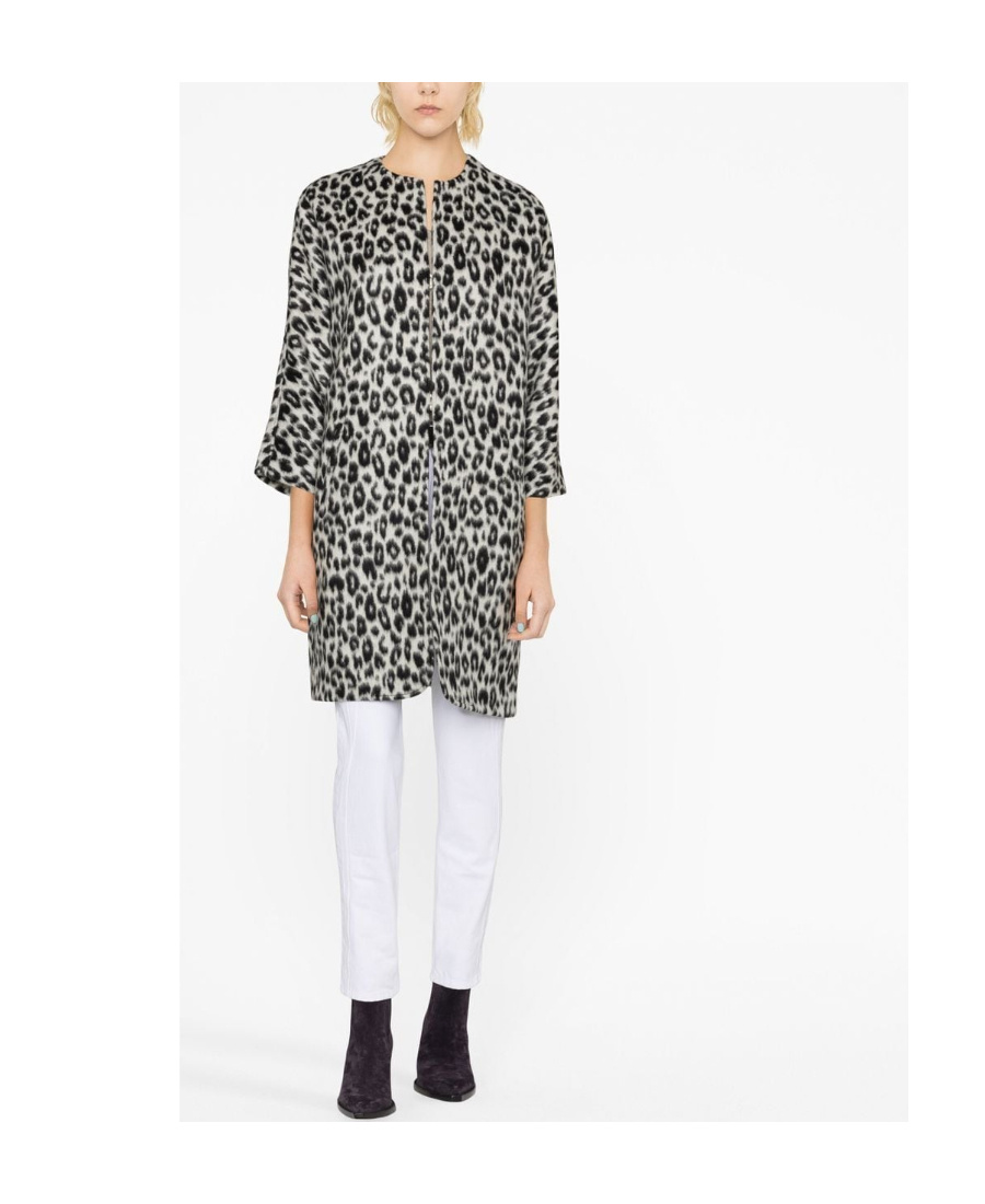 Isabel Marant Leopard-print Zip-up Coat In Black