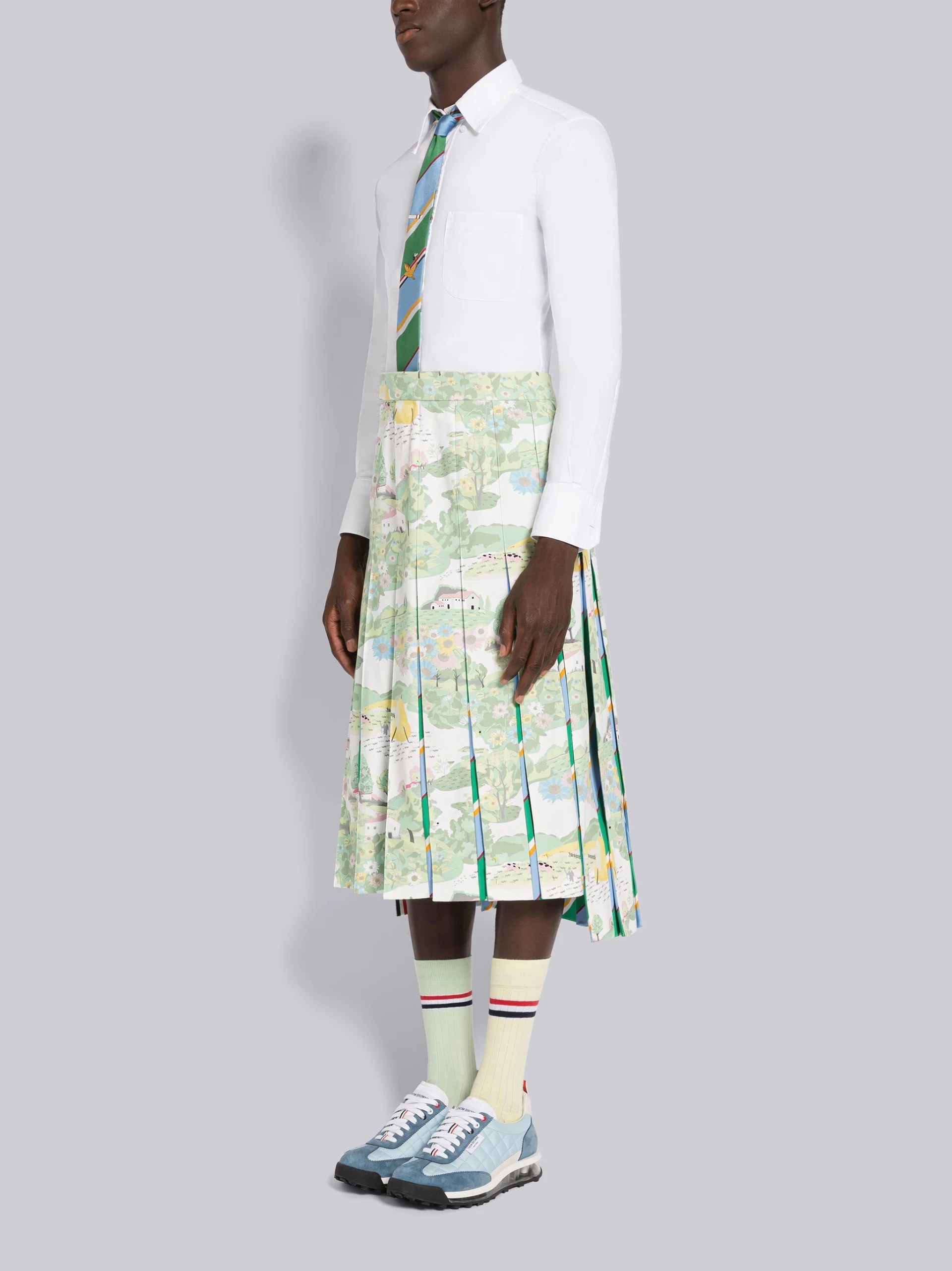 Thom Browne Quilted Lace-up Sneakers In Light Blue