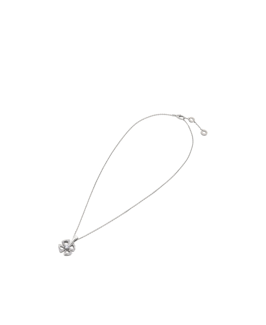 Bvlgari Womens Silver Fiorever 18ct White Gold And 0.16ct Round Brilliant-cut Diamond Necklace In White