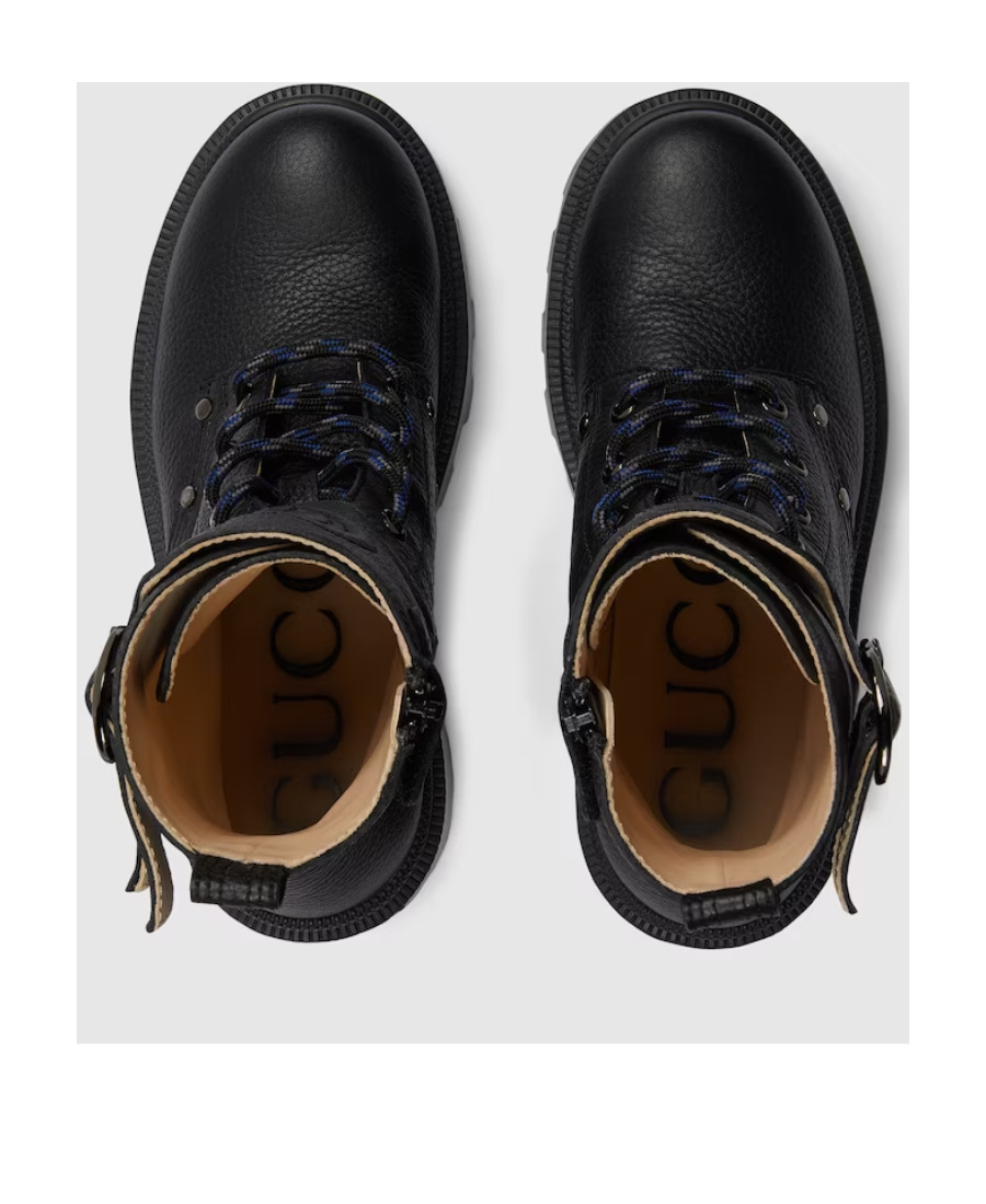 Gucci Double G-embossed Leather Boots In Black