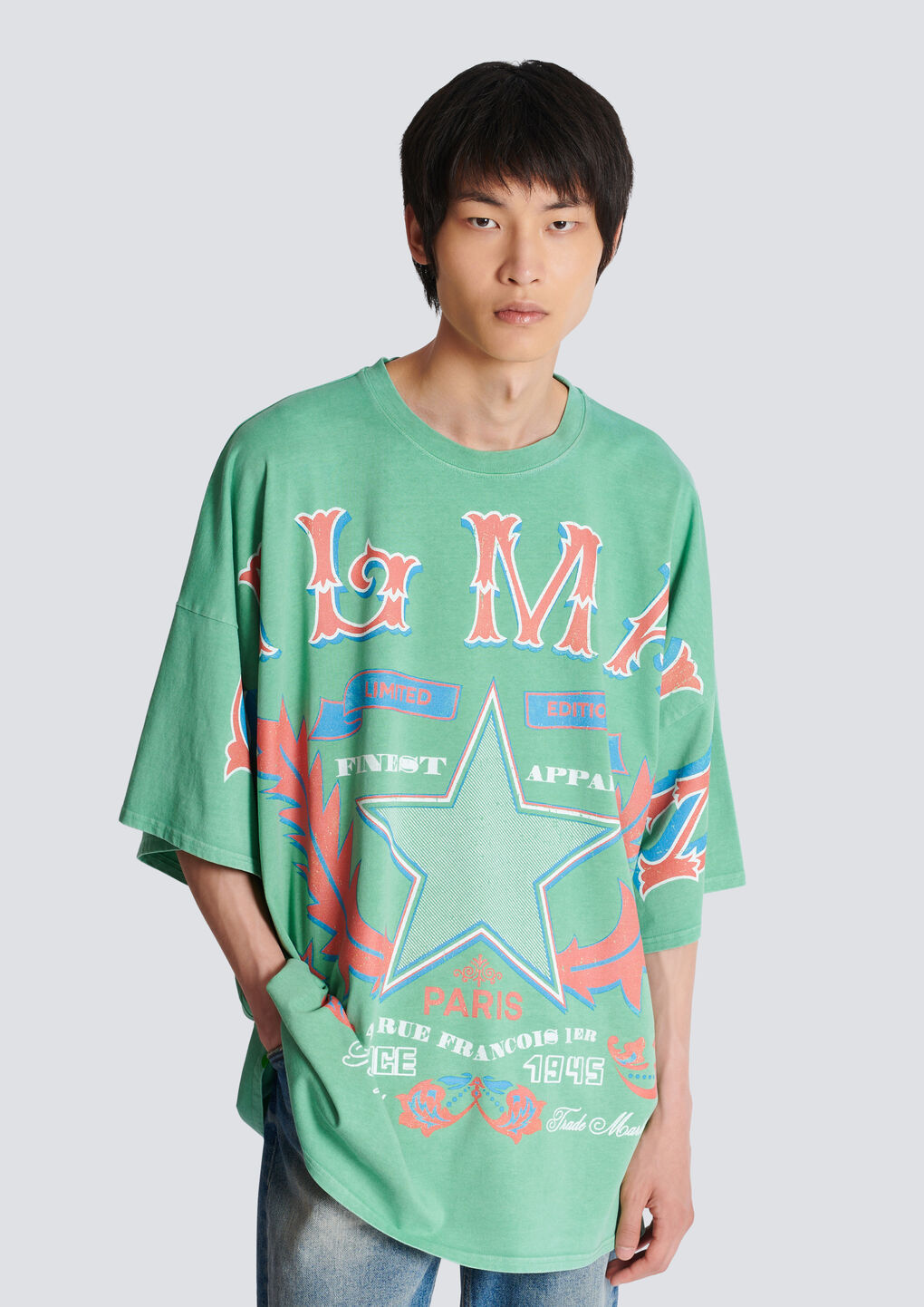 Shop Balmain Western T-shirt In Green