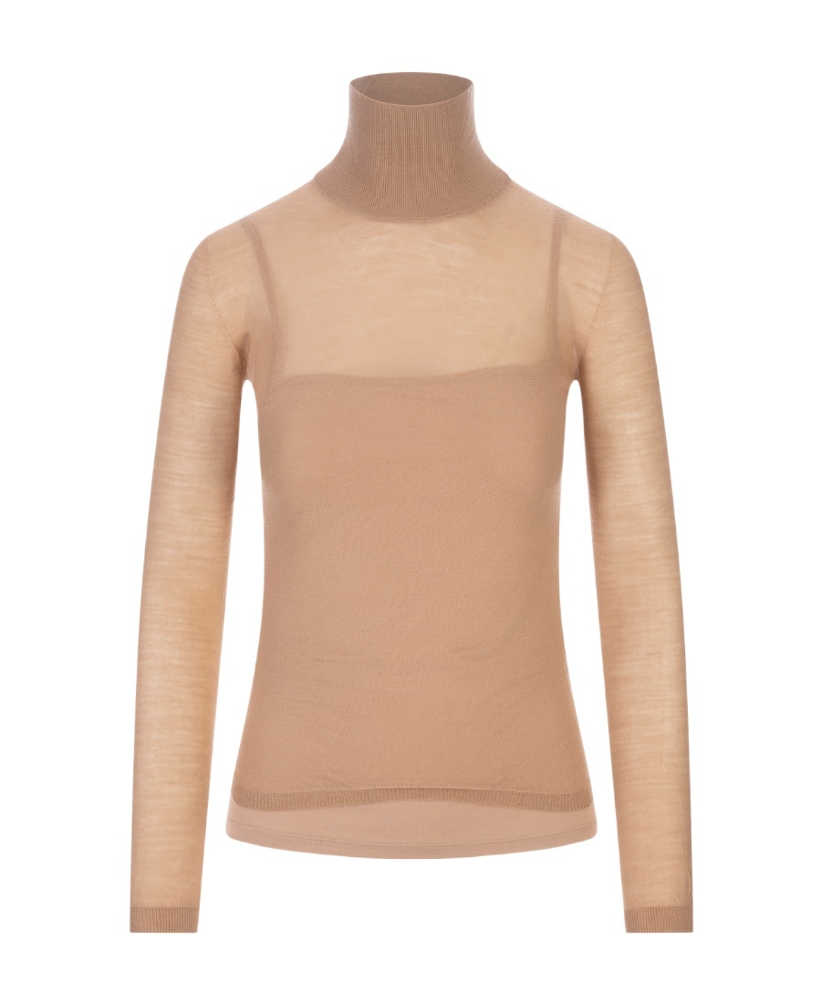 Max Mara Semi-sheer High-neck Jumper In Nude