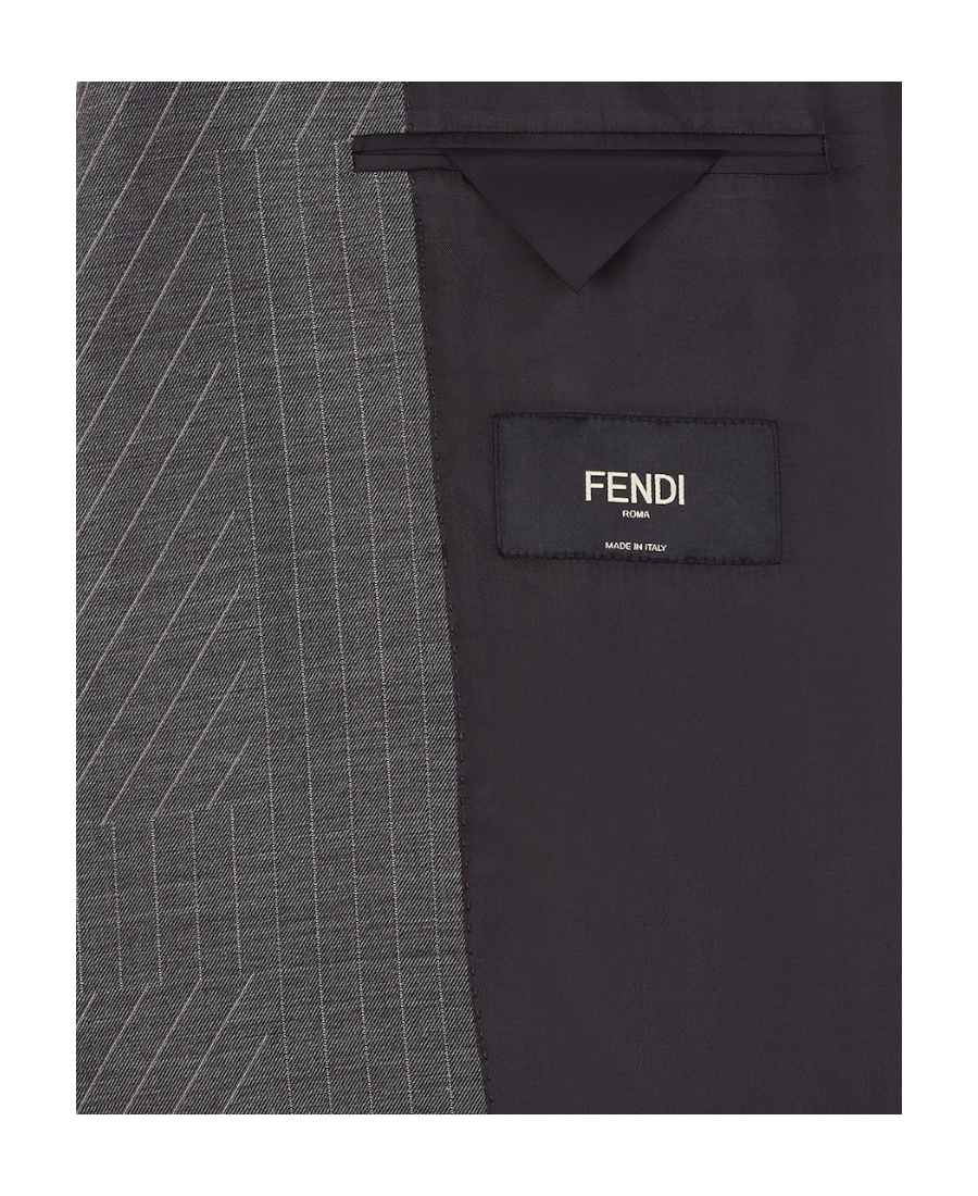 Fendi Striped Single-breasted Wool Blazer In Black