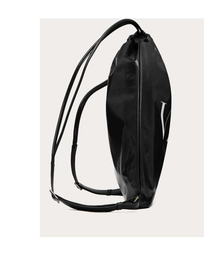 Valentino Black Vltn Patent Leather Backpack In Black