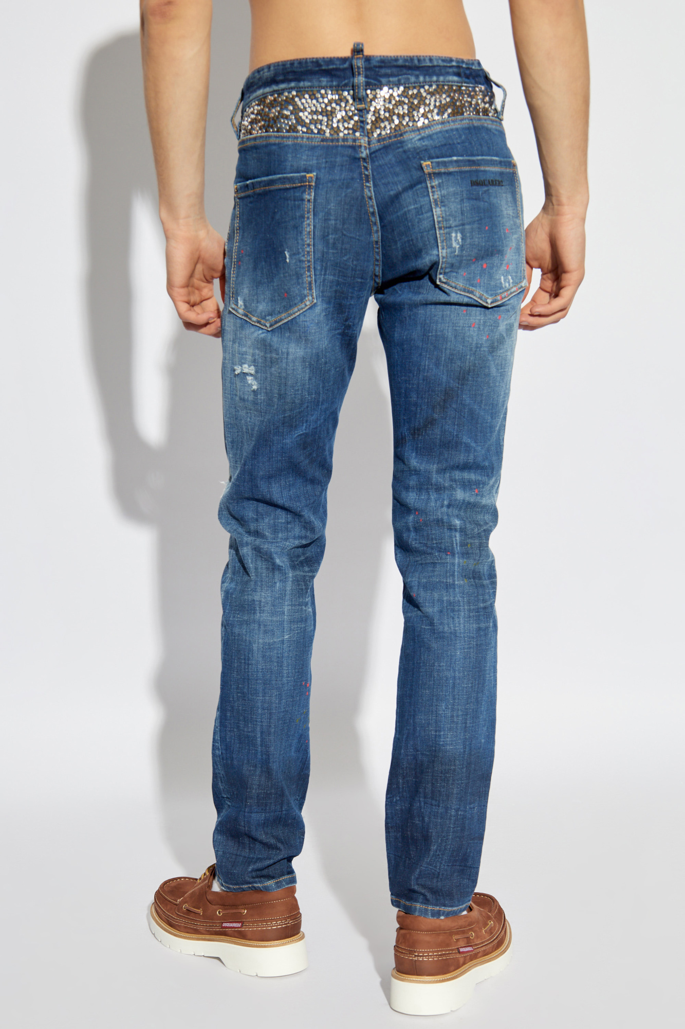 Dsquared2 Distressed Straight Jeans In Blue