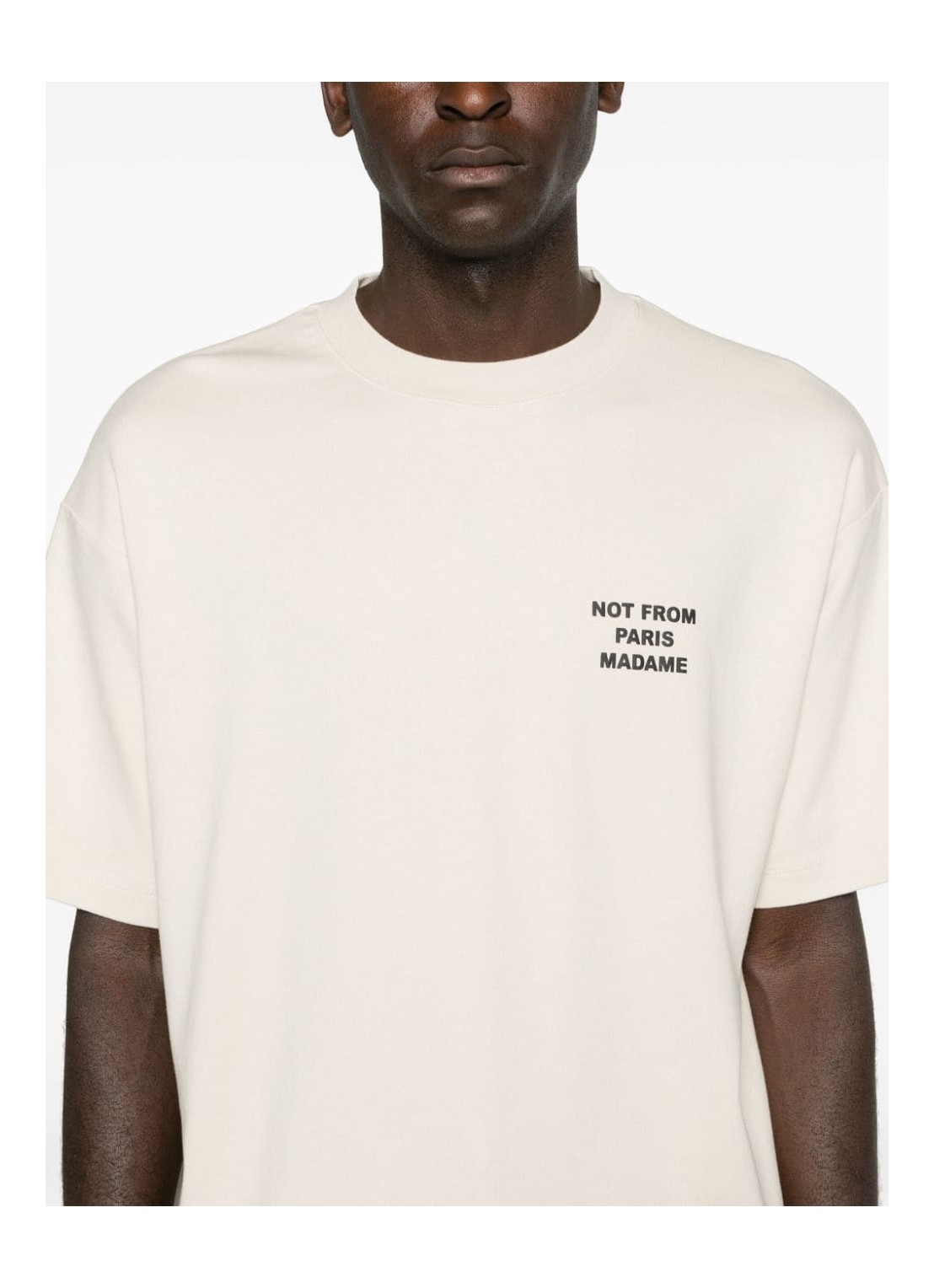 Drôle De Monsieur White Crewneck T-shirt With Slogan Print On The Front And Back In White