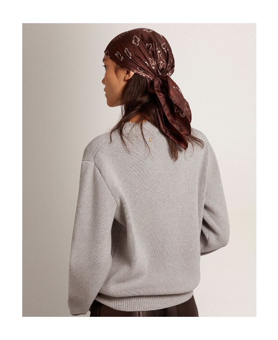 Golden Goose Distressed Cotton-blend Jumper In Gray