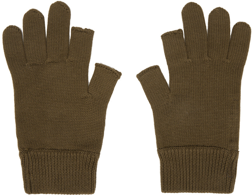 Rick Owens Khaki Porterville Touchscreen Gloves In Brown