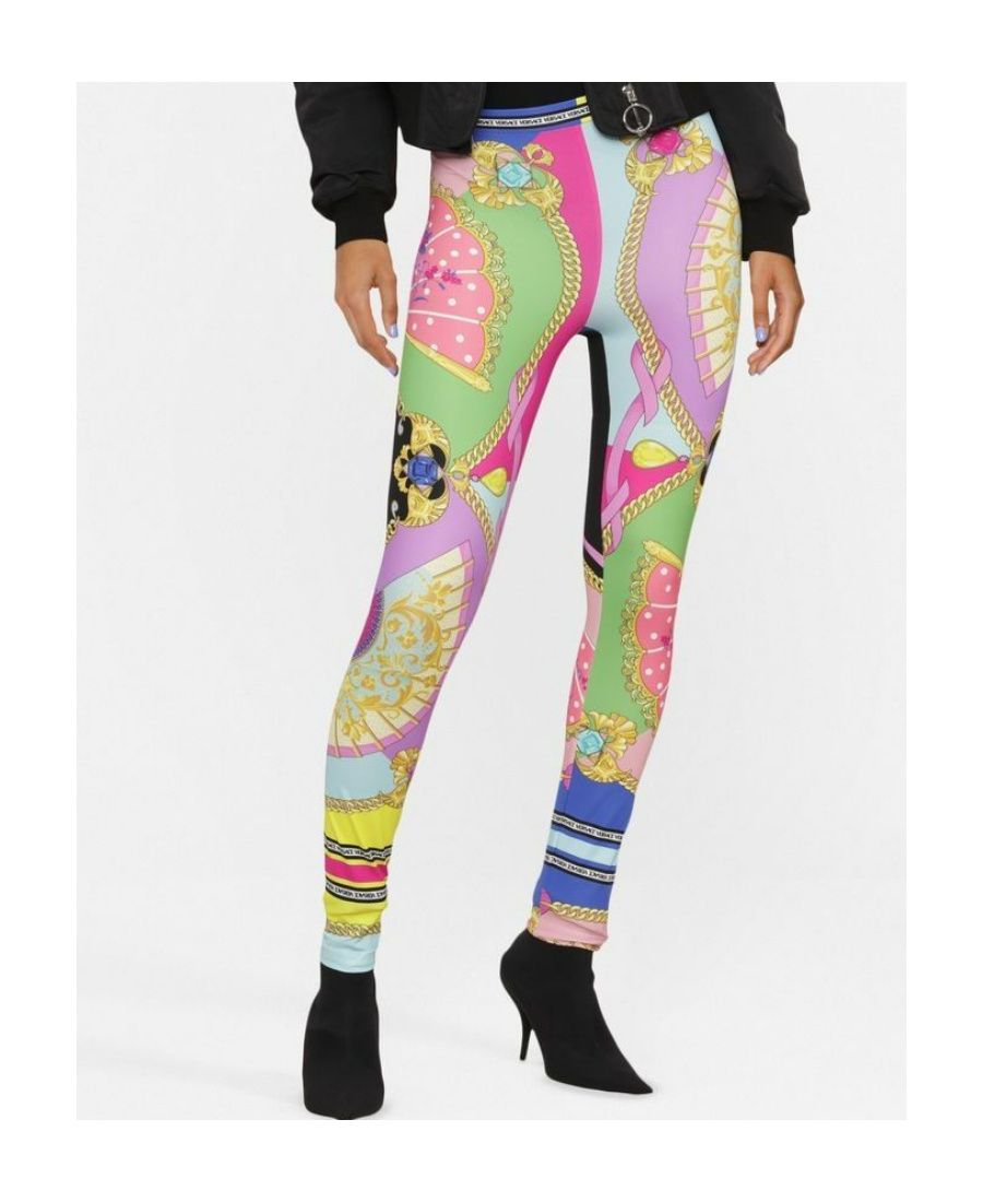 Versace All-over Graphic-print Leggings In Multicolor