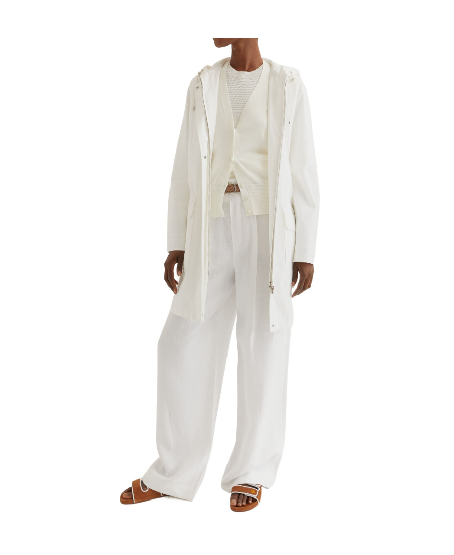 Loro Piana Hooded Long-sleeved Casual Jacket In White