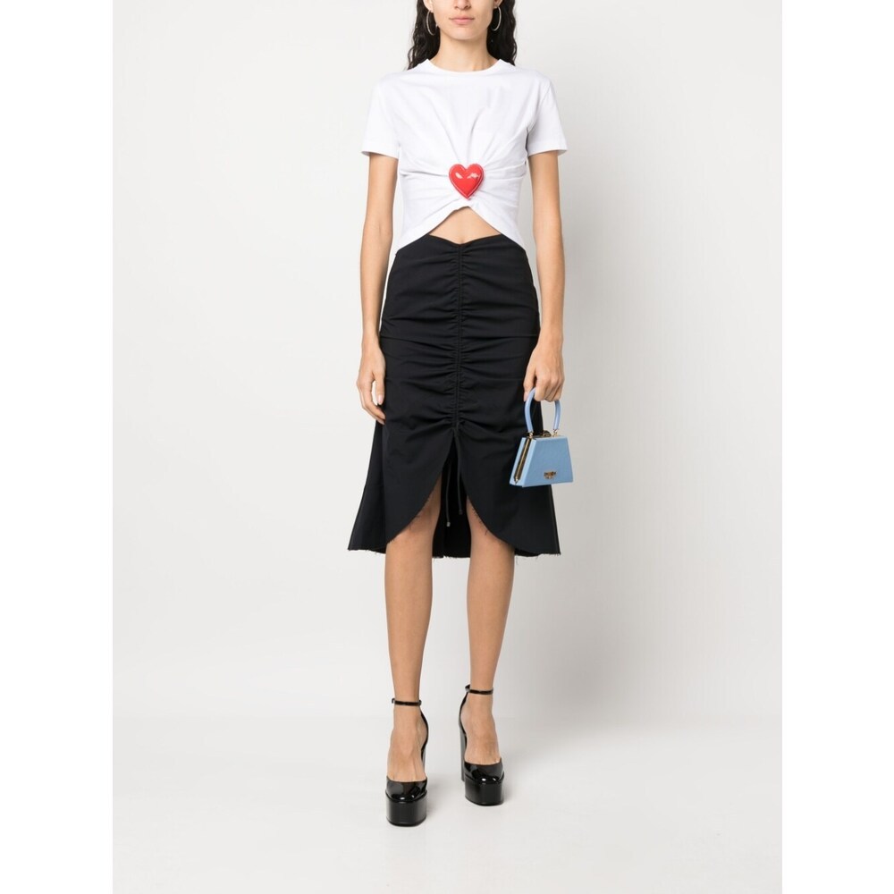 Moschino Heart-appliqué Draped T-shirt In White