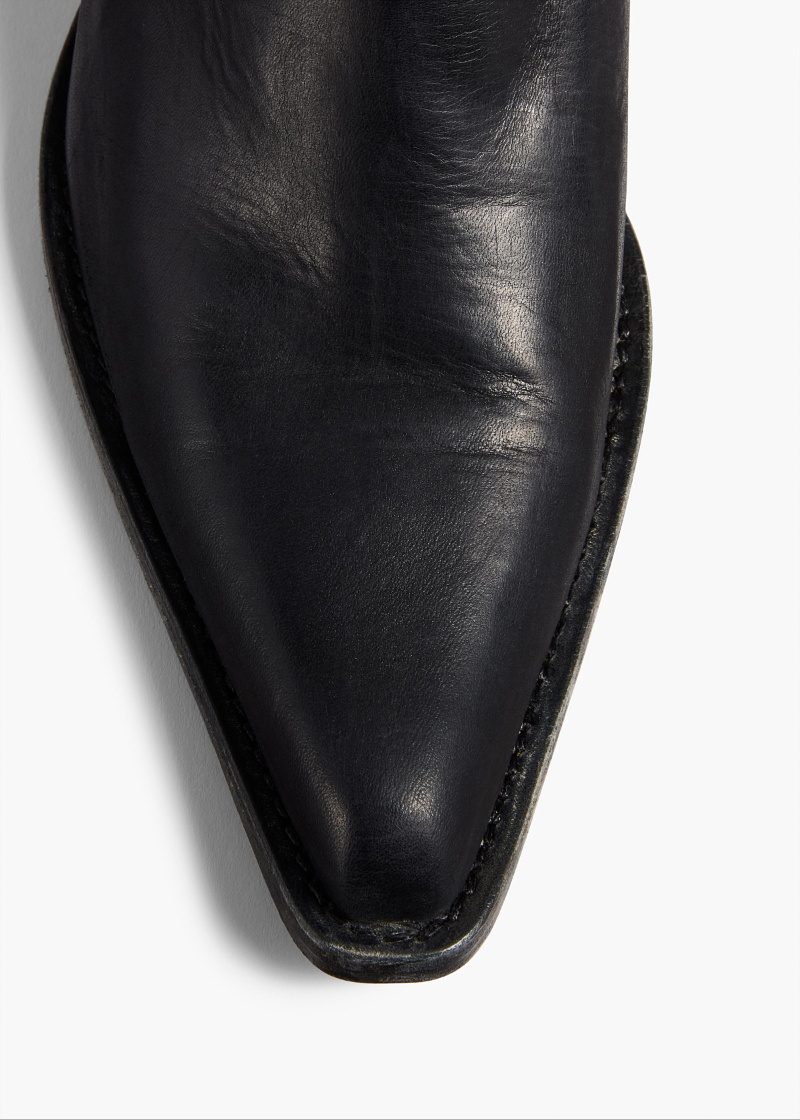 Khaite 45mm Leather Pointed-toe Boots In Black